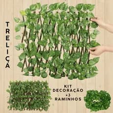 Combo Decoração Dos Sonhos Treliça de Madeira Gradil + 6 Metros de Ramo Lindo Luxuoso Tendencia