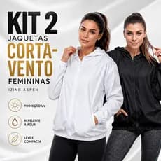 Kit 2 Jaquetas Corta-Vento Femininas Semi Forrada Izing Aspen