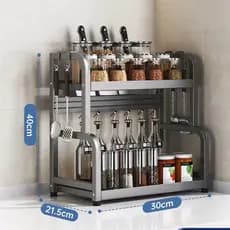 Tempero de cozinha multifuncional, suporte para utensílios de cozinha, prateleira multicamadas