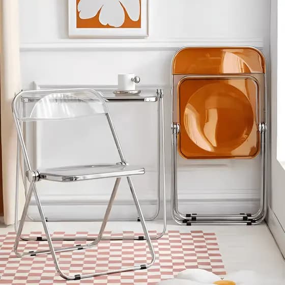 Cadeira Acrílica Transparente Dobrável Decorativa Design Moderno para Sala Jantar Escritório