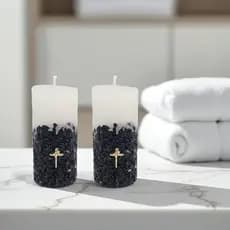 Vela Aromatica Perfumada Poder Das Pedras com crucifixo