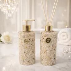 kit banheiro lavabo aromatizador sabonete liquido citrino