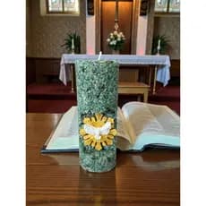 Vela Artesanal Aromática Religiosa Verde Espírito Santo