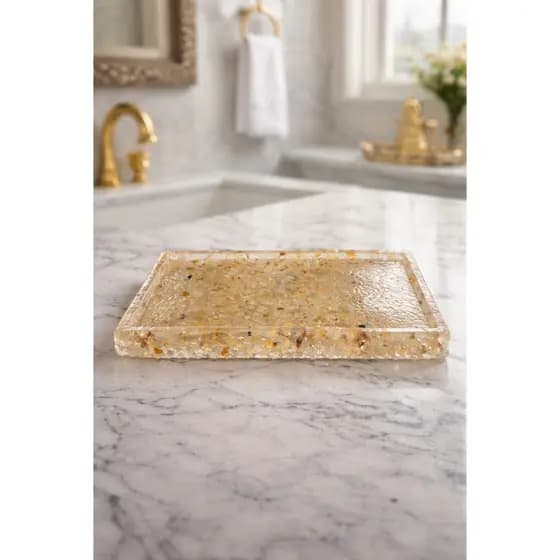 Bandeja De Pedra Para Lavabo Decorativa Quadrada Premium
