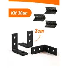 Kit 30 Cantoneiras Mão Francesa Para Moveis 3x3cm - Preto  Nano Shop