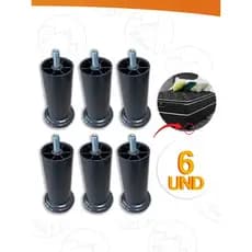 Kit 6x Pés de Cama Box 12cm Cabeceira Pezinho Plástico PU Com Parafuso Resistente Nano Shop