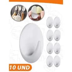 Ganchos Adesivo Plástico Branco Parede Toalha Cozinha Banheiro Nano Shop