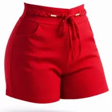 Short Bengaline Laço Alfaiataria Feminino Tendência Verão