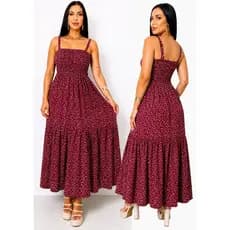Vestido Midi Feminino Floral com Alça e Elastec — Confortável, Elegante e em Oferta 🔥