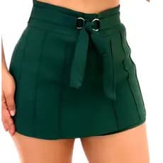 Short Saia Feminino com Laço Amarração Argola  Detalhe frontal Do M Ao GG