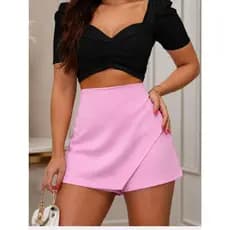 Short Saia Feminino Alfaiataria com Zíper Lateral Cintura Alta Moda Blogueira Verão