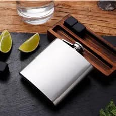 Cantil de bolso em aço inox  7 oz Porta Bebidas Whisky Vodka Rum 210ML