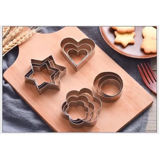 Kit 12 peças Cortador Modelador Forma de Biscoito de aço inoxidável Pasta Americana Bolo Biscuit Bisqui 12 unidades