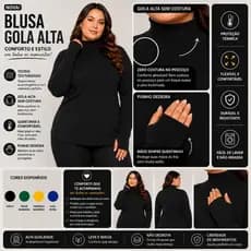 Blusa Gola Alta Feminina Plus Manga Longa com Dedeira | Conforto e Estilo para o Inverno