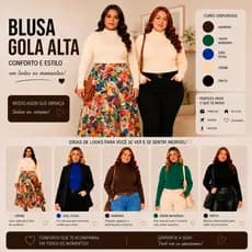 Blusa de Frio Plus Size Feminina Gola Alta - Punho com Dedeira - Confortável e Quentinha