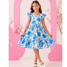 Vestido  Infantil De Menina  Estampado Casual Festa Luxo 4 a 12 Anos