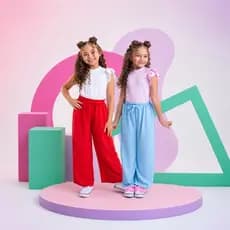 Calça Pantalona Infantil Juvenil Feminina Moda Bloguerinha Princesa Tendencia Vermelha