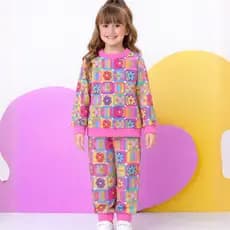 Conjunto Infantil Moletom Menina  inverno Estampado Flanelado Macio