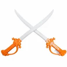 Kit 2 Espadas Esgrima de Brinquedo com Luz e Som 52cm Infantil Duelo Fantasia Pirata