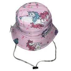 Chapéu Bucket Infantil Unicórnio Borboleta Rosa Com Regulagem Ajustável 4 a 12 Anos