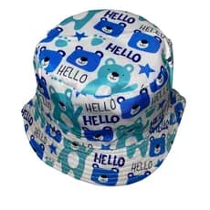 Chapéu Bucket Infantil Urso Azul Confortável Para Crianças 4 a 12 Anos