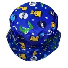 Chapéu Bucket Infantil Animais Azul Confortável Para Crianças 4 a 12 Anos