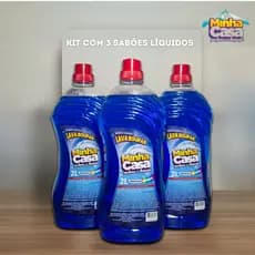 Kit 3 Lava Roupas Líquido 2L – Sabão p/ Roupas Brancas e Coloridas – Uso Doméstico