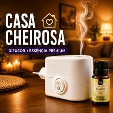 Difusor Aromatizador Elétrico + Essência Premium Casa Cheirosa