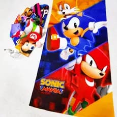 Toalha SONIC de Banho e Praia Personalizada Temática Knuckles Miles Infantil Gigante