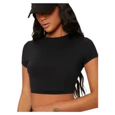 Cropped Manga Curta SUPLEX Fit Casual Conforto Moda Gringa Slim