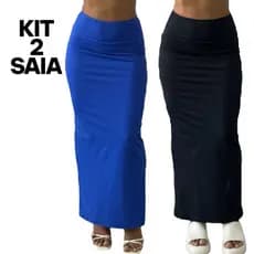 Kit 2 Saia Longa Justa Gringa SUPLEX Cos Alto Tubinho