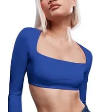 Cropped Decotado SUPLEX Forrado Manga Longa Top de Frio Inverno