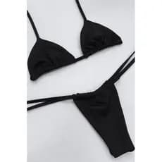Conjunto Biquini Cortininha SUPLEX Sem Bojo Fio Com Amarração Moda Praia Beachwear