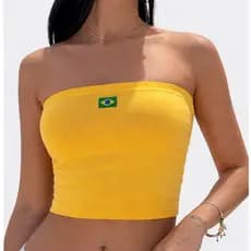 Top tube Brasil Copa Cropped Faixa Tomara Que Caia