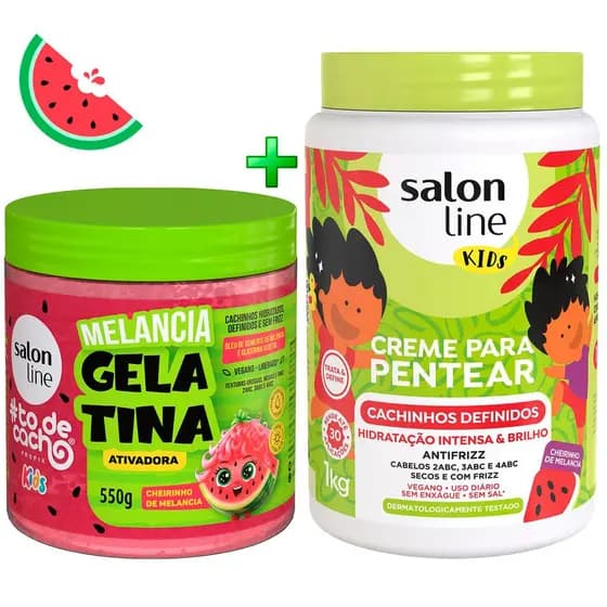 Kit Gelatina + Creme Pentear Melancia Cachos Kids Salon Line