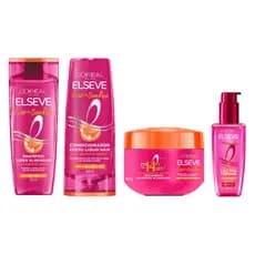 Kit Elseve Liso dos Sonhos - Shampoo e Condicionador 400ml + Sérum 100ml + Máscara 300g
