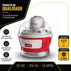 SORVETEIRA ARIETE PARTY TIME 643 1,5 LITROS 127V VERMELHA 00C064309ARBR