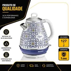 CHALEIRA ELETRICA ARIETE CAPRI EM AÇO INOX COM BASE 360° 127V 00C28690MARBR