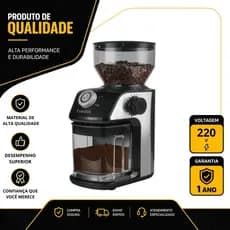 MOEDOR ELÉTRICO FRESSA PARA CAFÉ COM 18 NIVEIS DE MOAGEM EM AÇO INOX 150W PRETO 220V FR02