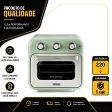 FORNO AIR FRYER ARIETE VINTAGE 16L COM ACESSORIOS 1200W VERDE 220V 00C463204ARBR
