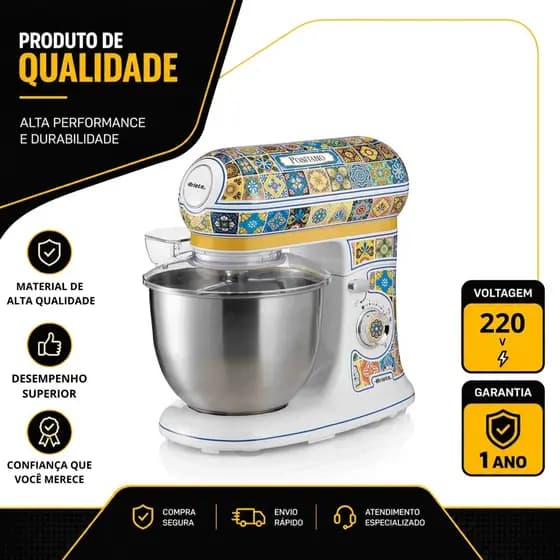 BATEDEIRA PLANETÁRIA ARIETE POSITANO 5,5L EM AÇO INOX 600W ESTAMPADO 220V 00C15880PARBR