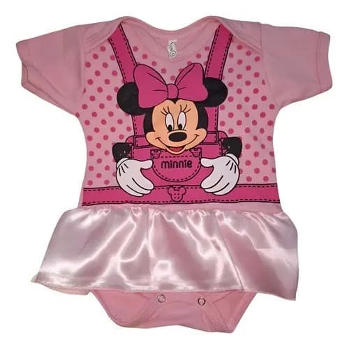 Body Tématico Mesversário Minnie Rosa Para Bebê + BRINDE