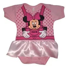 Body Tématico Mesversário Minnie Rosa Para Bebê + BRINDE