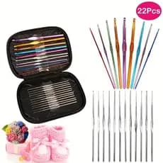kit 22 peças De Ferramentas De Agulhas colorido Crochê de Tricô Alumínio para Fio Ponto Cruz Manual promoção