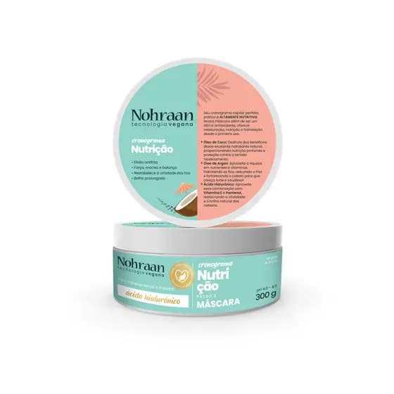 Máscara Capilar Vegana Nutrição | Hidratação, Brilho e Controle do Frizz | Nohraan – 300g