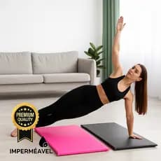 Colchonete de Academia 90x43x3cm Compacto Espuma D23 Impermeável Azul Preto Mat Yoga Pilates