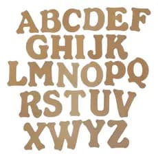 Letras Molde Em Mdf Crú  26 Peças Alfabeto Completo