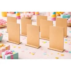 Kit 10 Plaquinha Totem Display Foto Mdf Cru Porta Retrato