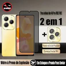 infinix Hot 40 Pro FREE FIRE 2 Em 1 Película de Privacidade Fosca De Vidro Temperado Para infinix 40i 30 30i 4G