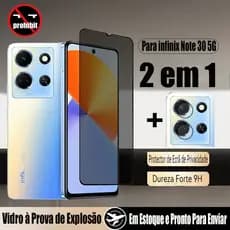 Película Privacidade Para infinix Note 30 5G 2 Em 1 Protetor De Tela De Vidro Temperado & Filme E Lente De Câmera